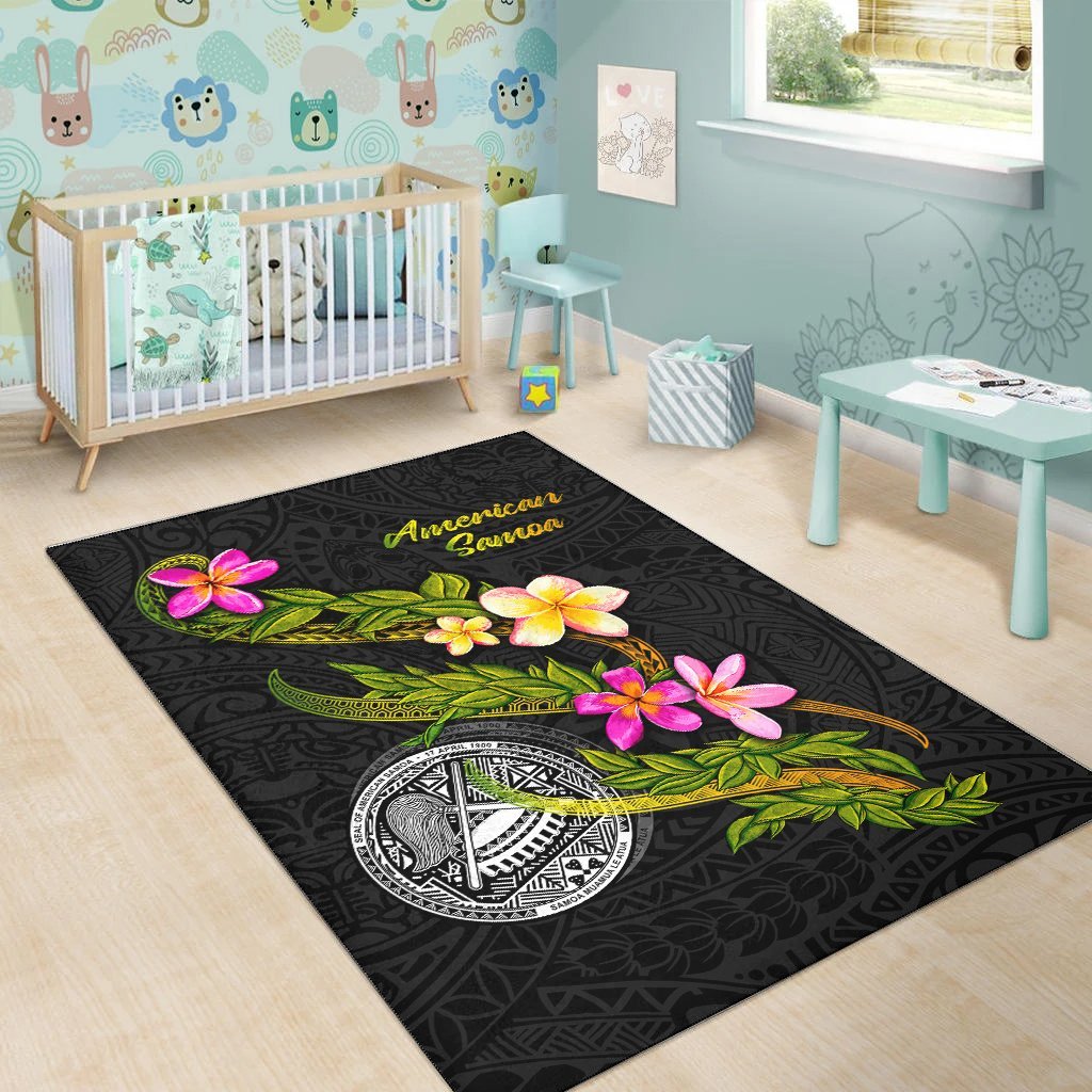 American Samoa Polynesian Area Rug - Plumeria Tribal - Vibe Hoodie Shop