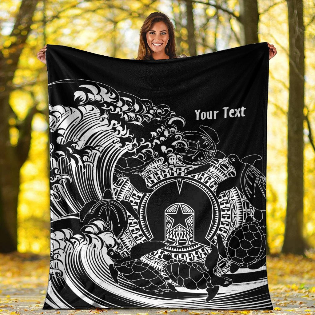 Custom Aboriginal Premium Blanket, Torres Strait Islands in Wave (Black) - Vibe Hoodie Shop