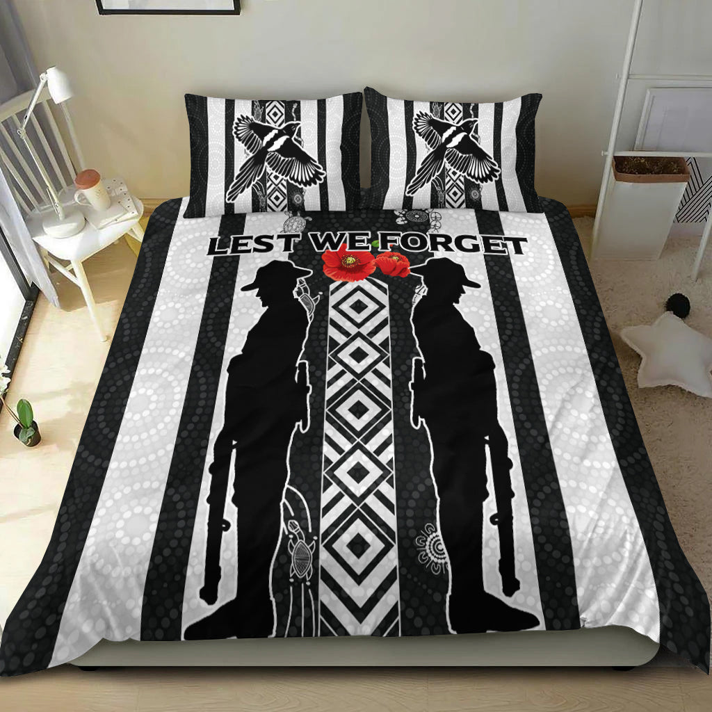 Magpies ANZAC Day Bedding Set - Indigenous Art - - Vibe Hoodie Shop