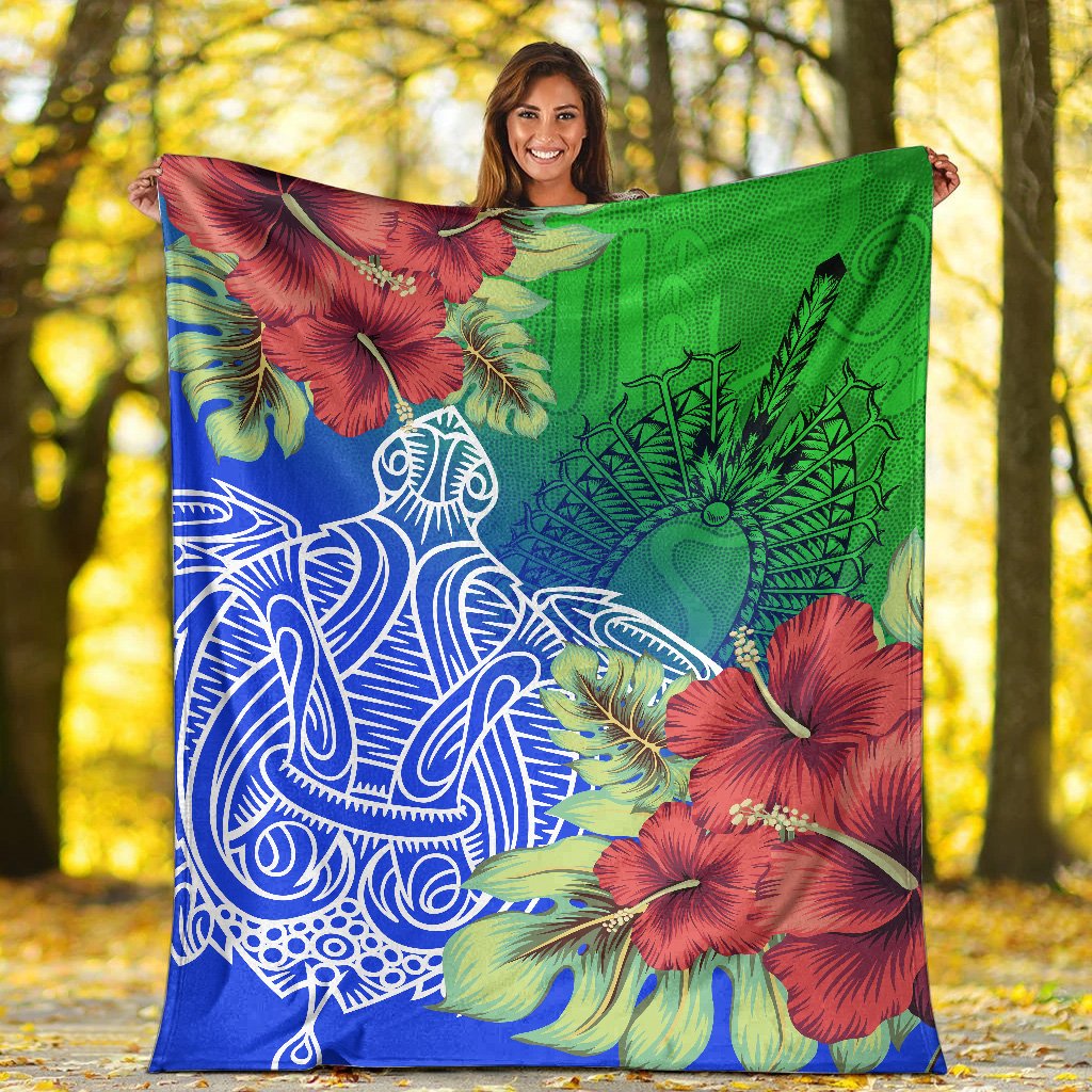 Torres Strait Islanders Premium Blanket - Ocean Hibiscus - Vibe Hoodie Shop