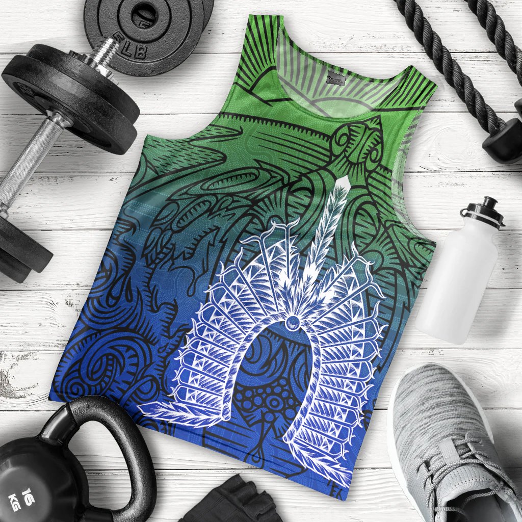 Torres Strait Islanders Men's Tank Top - Turtle and Dhari Mask - Vibe Hoodie Shop