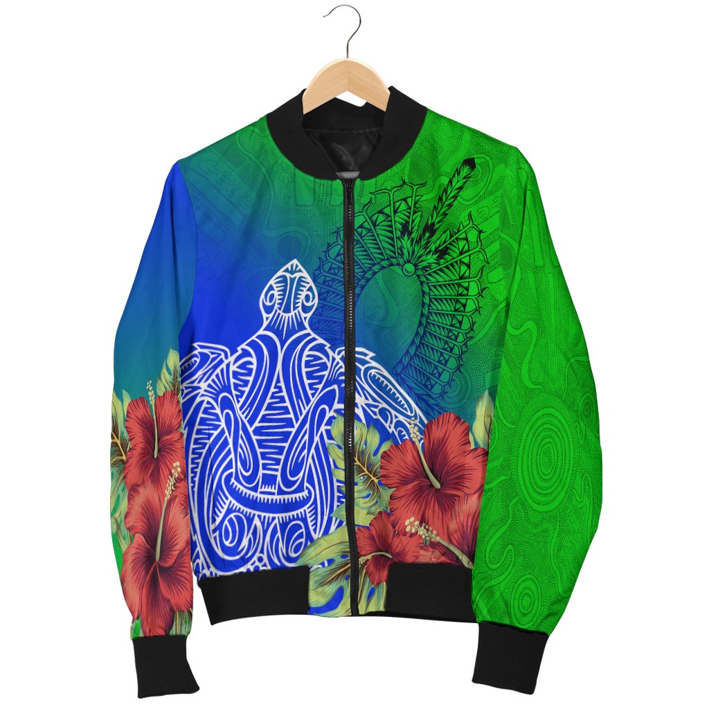 Torres Strait Islanders Bomber Jacket - Ocean Hibiscus - Vibe Hoodie Shop