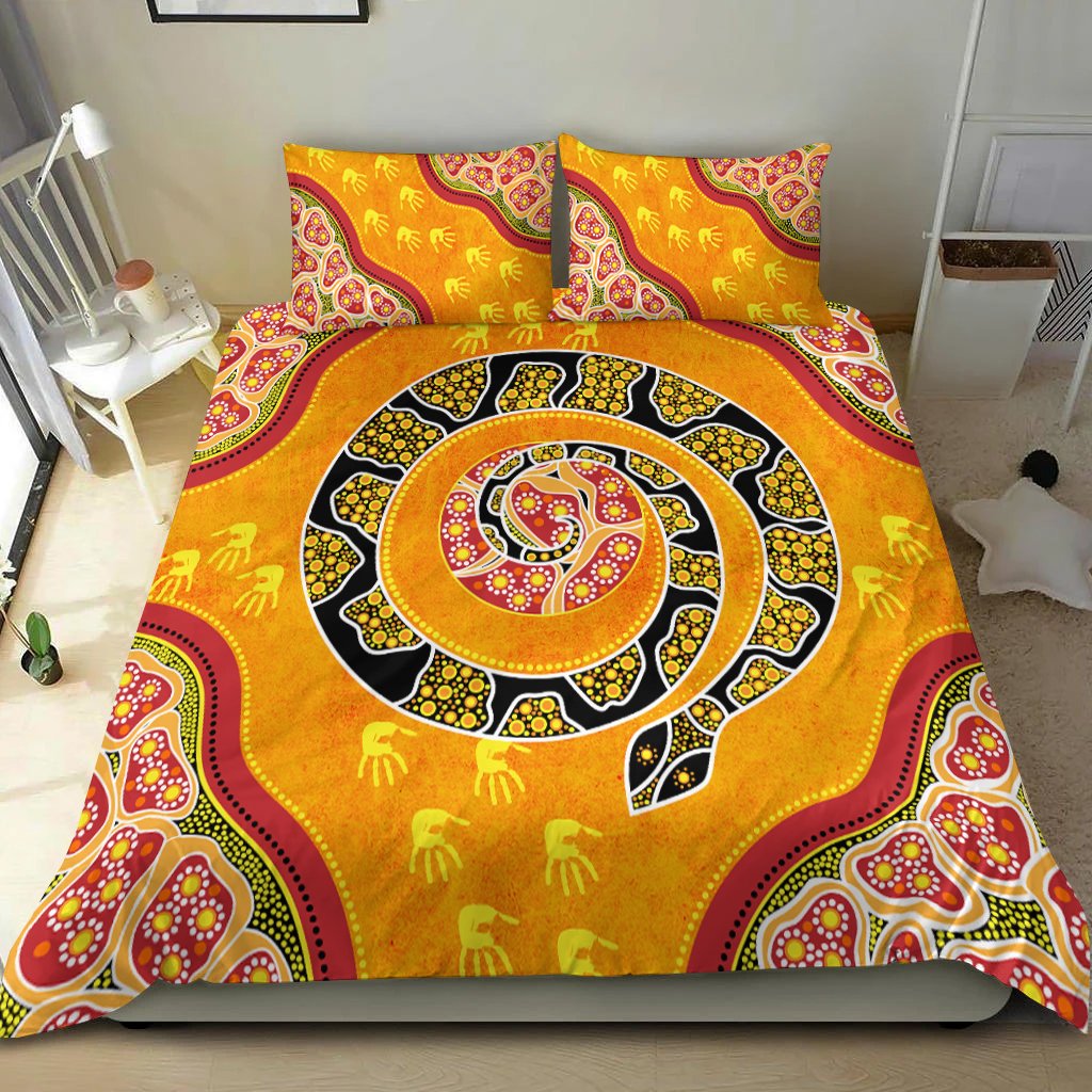 Bedding Set - Aboriginal Unique Style Snake Orange Color 2021 - Vibe Hoodie Shop