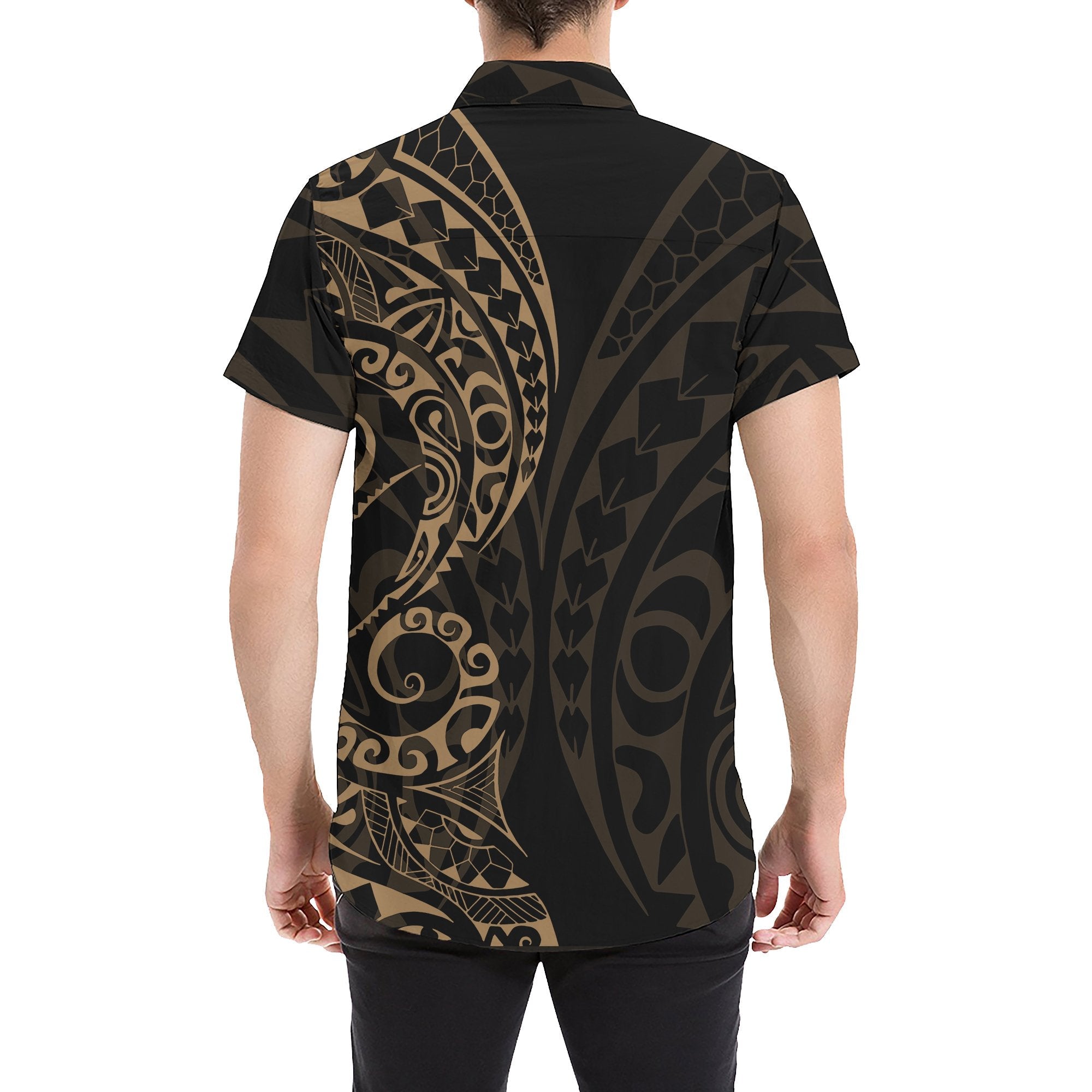 Guam Poly Short Sleeve Shirt Gold - Vibe Hoodie Shop