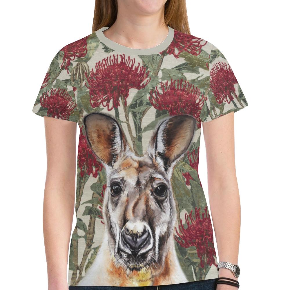 Australia T shirt - Kangaroo T shirt Waratah Painting - Unisex - Vibe Hoodie Shop