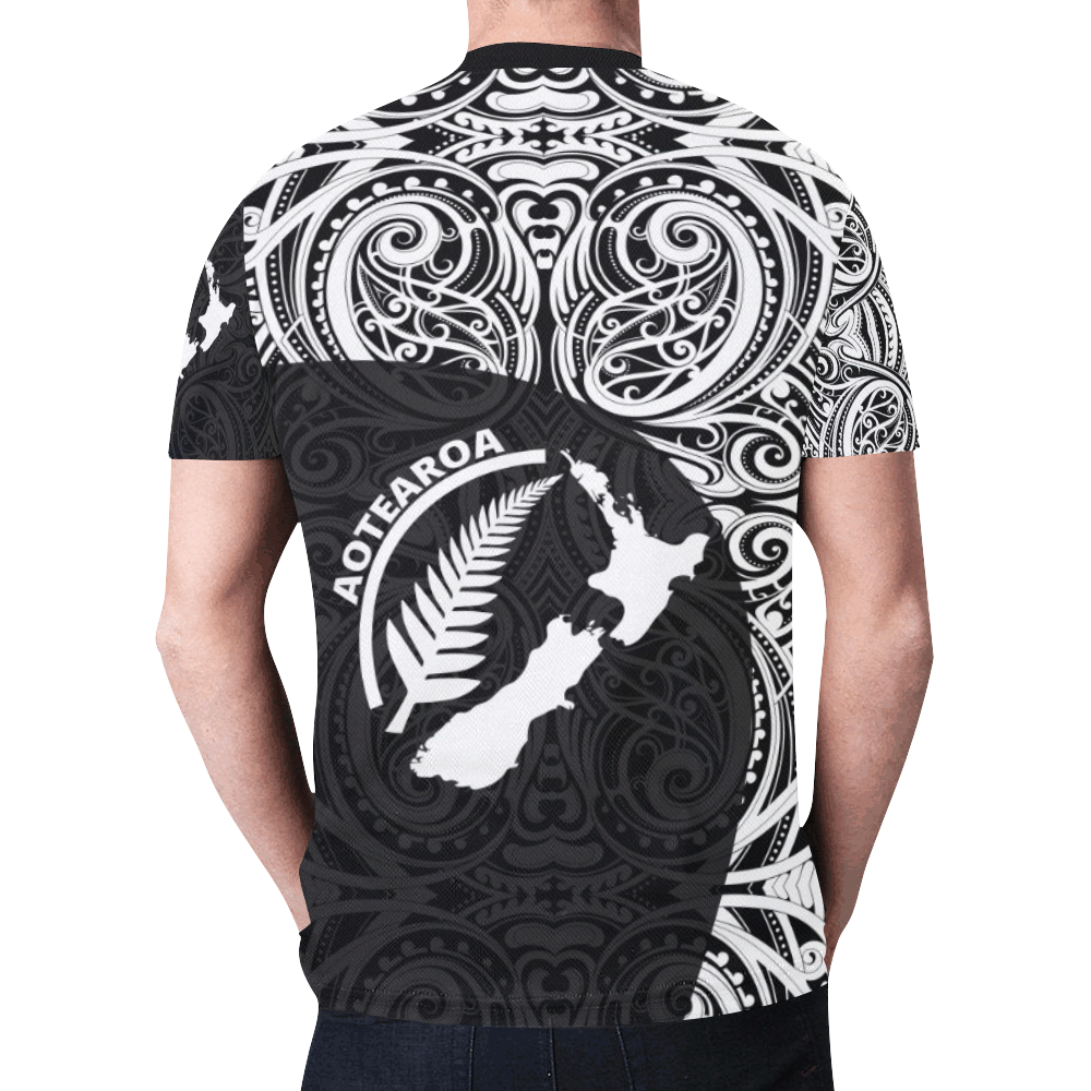 New Zealand Rugby Shirt, Aotearoa And Silver Fern All Over Print T shirts - Vibe Hoodie Shop
