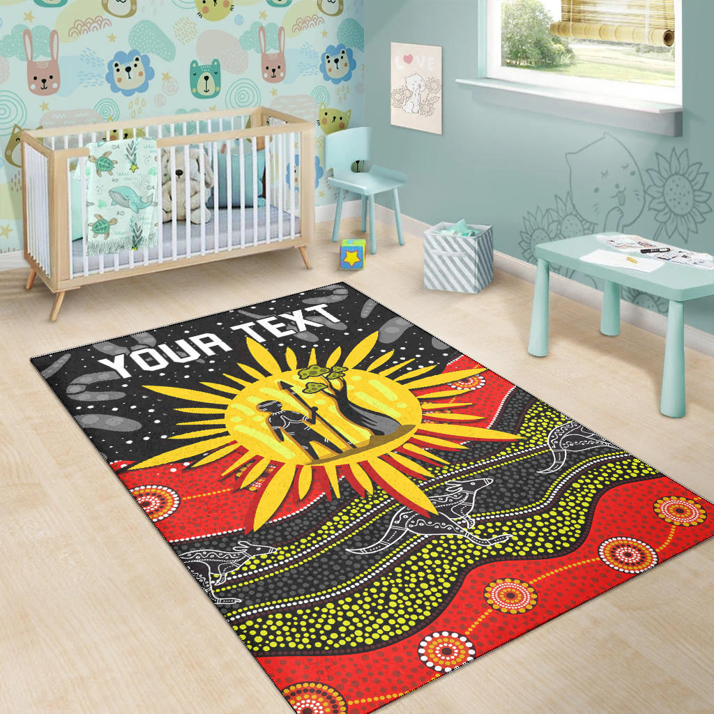 (Custom Personalised) Aboriginal Flag Area Rug Energetic Aussie - Vibe Hoodie Shop