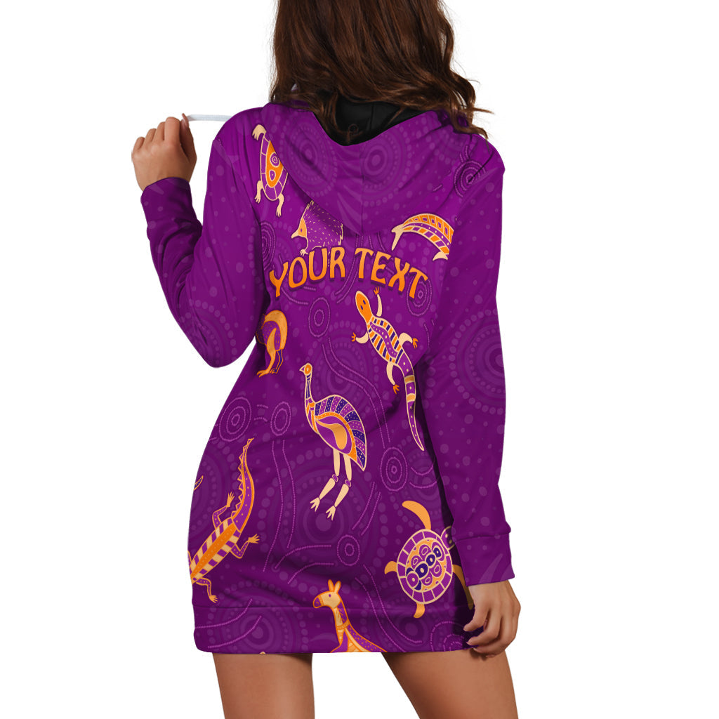 (Custom Personalised) Aboriginal Art Hoodie Dress Animals Australia Version Purple - Vibe Hoodie Shop