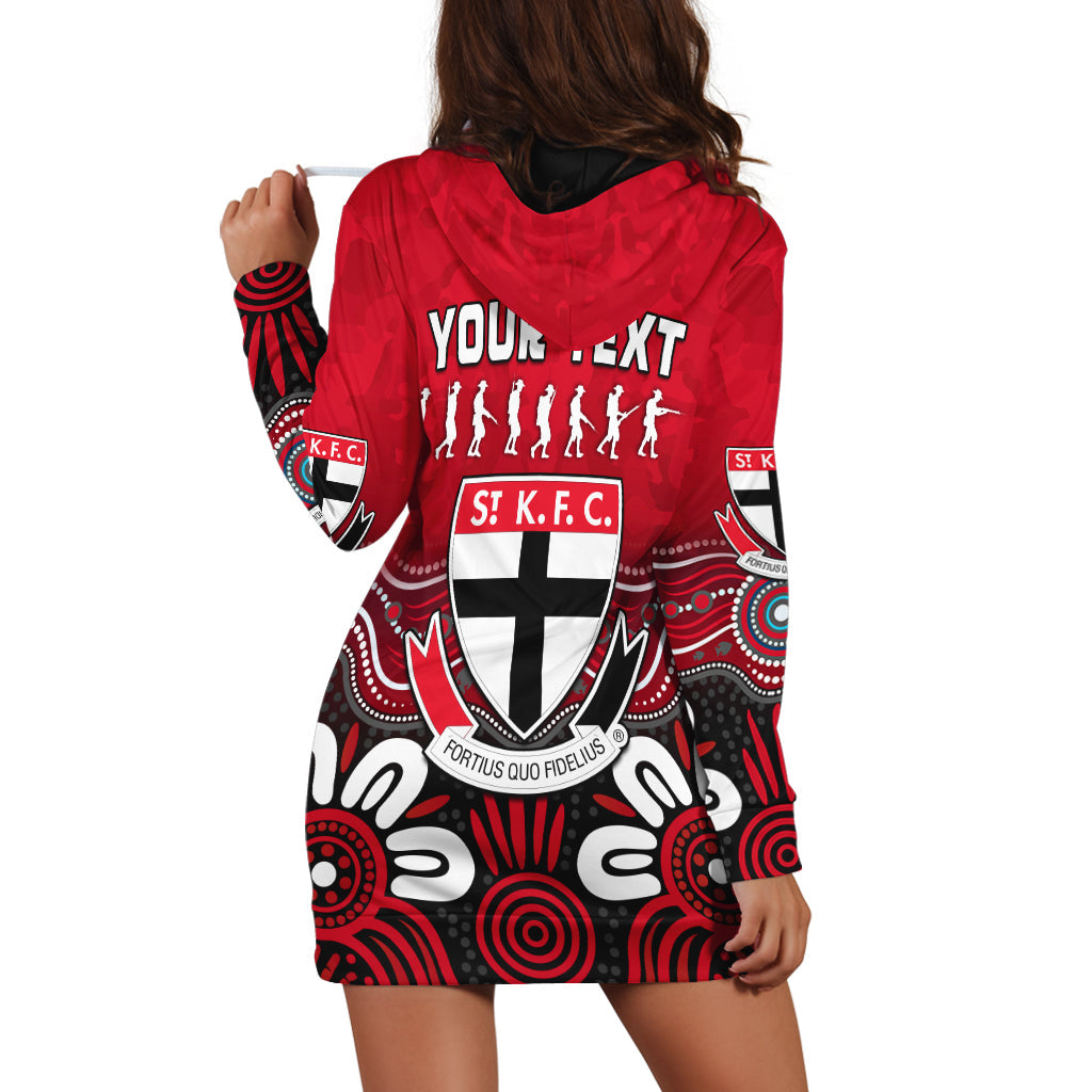 (Custom Personalised) Saints ANZAC 2022 Hoodie Dress St Kilda Aboriginal Remember Them - Vibe Hoodie Shop