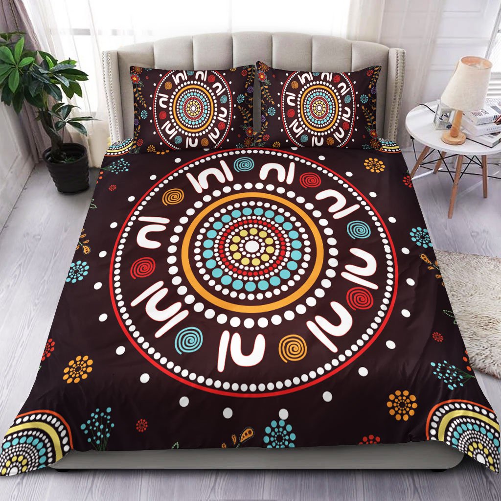 Aboriginal Bedding Set - Meeting Place Aboriginal Art Painting - Vibe Hoodie Shop