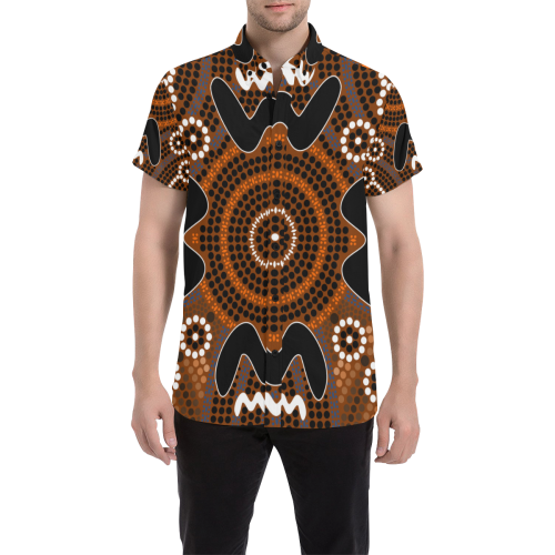 Short Sleeve Shirt - Aboriginal Dot Painting Shirt Boomerang Ver05 - Vibe Hoodie Shop