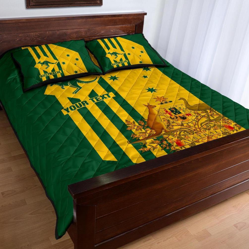 Custom Quilt Bed Set - Australia Kangaroo Sign National Color - Vibe Hoodie Shop