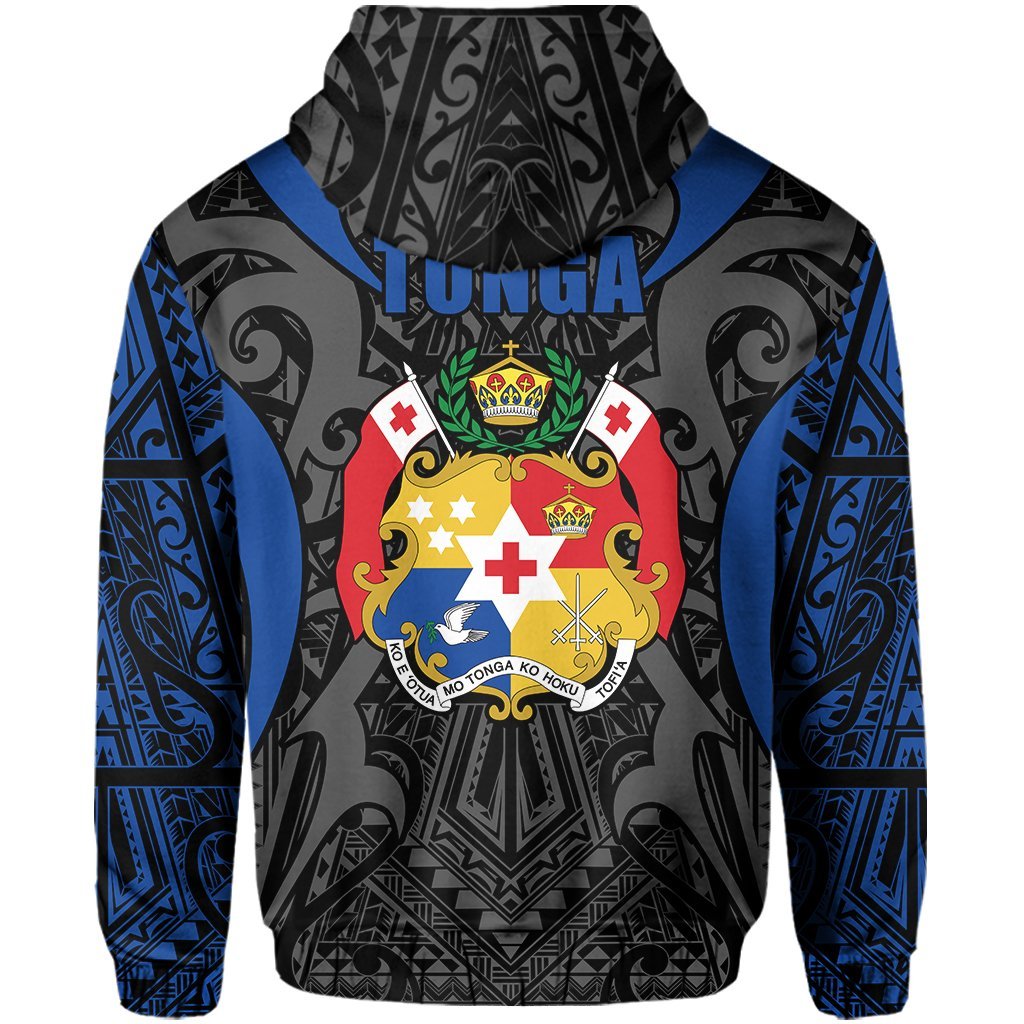 Tonga Hoodie - Kingdom Of Tonga Zip Hoodie Black Blue - Vibe Hoodie Shop