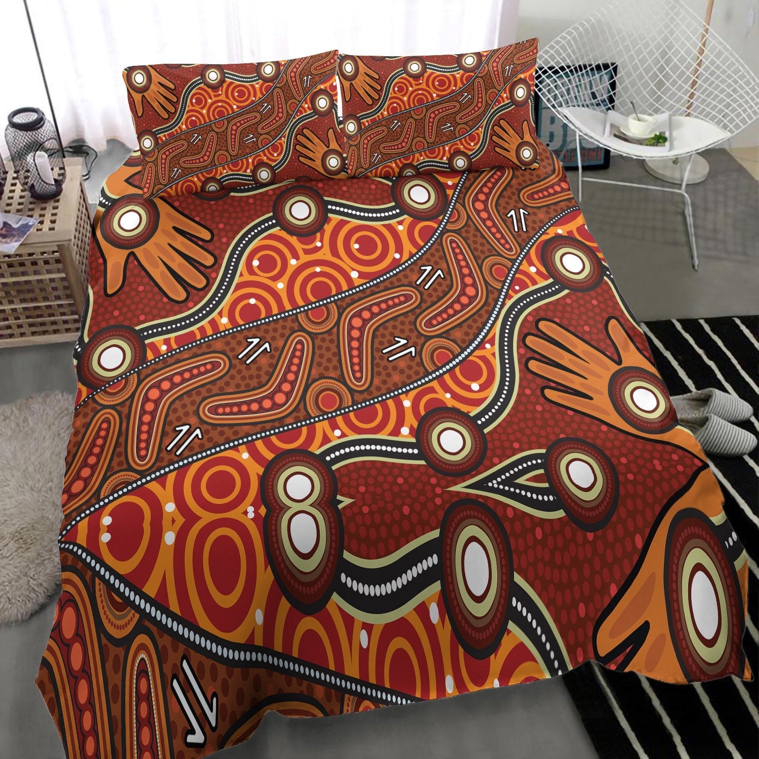 Aboriginal Bedding Set - Indegenous Dot Painting Art - Vibe Hoodie Shop