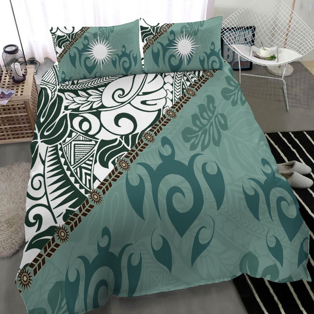 Marshall Islands Bedding Set - Leaves And Turtles - Vibe Hoodie Shop