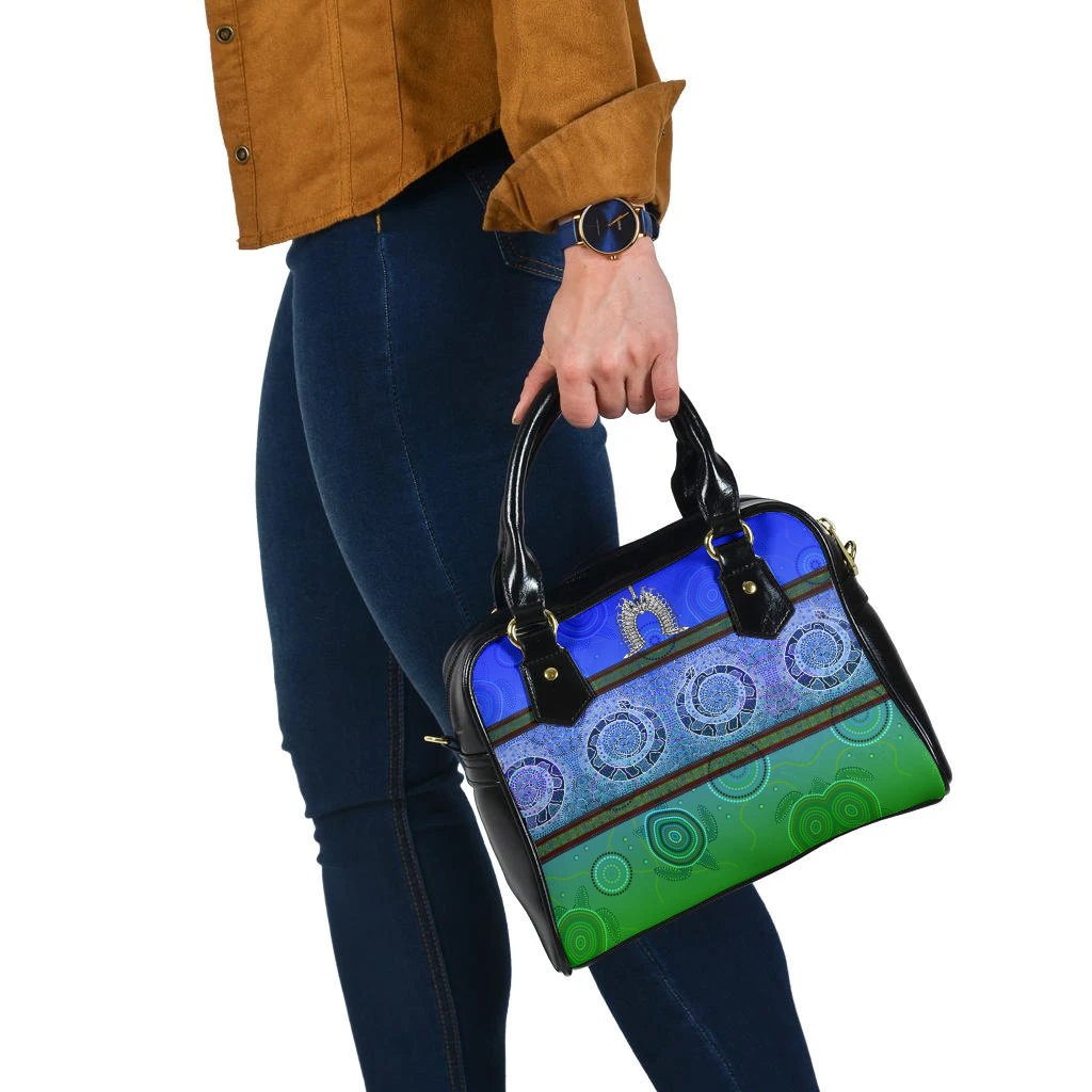 Shoulder Handbag - Turtle With Dhari Mask Snake Patterns - - Vibe Hoodie Shop
