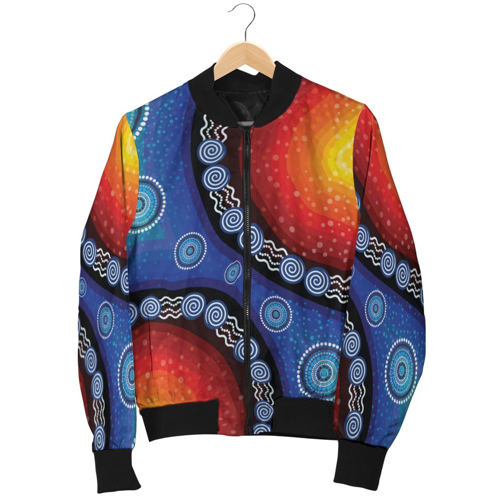 Bomber Jacket - Aboriginal Color Dot Painting - Vibe Hoodie Shop