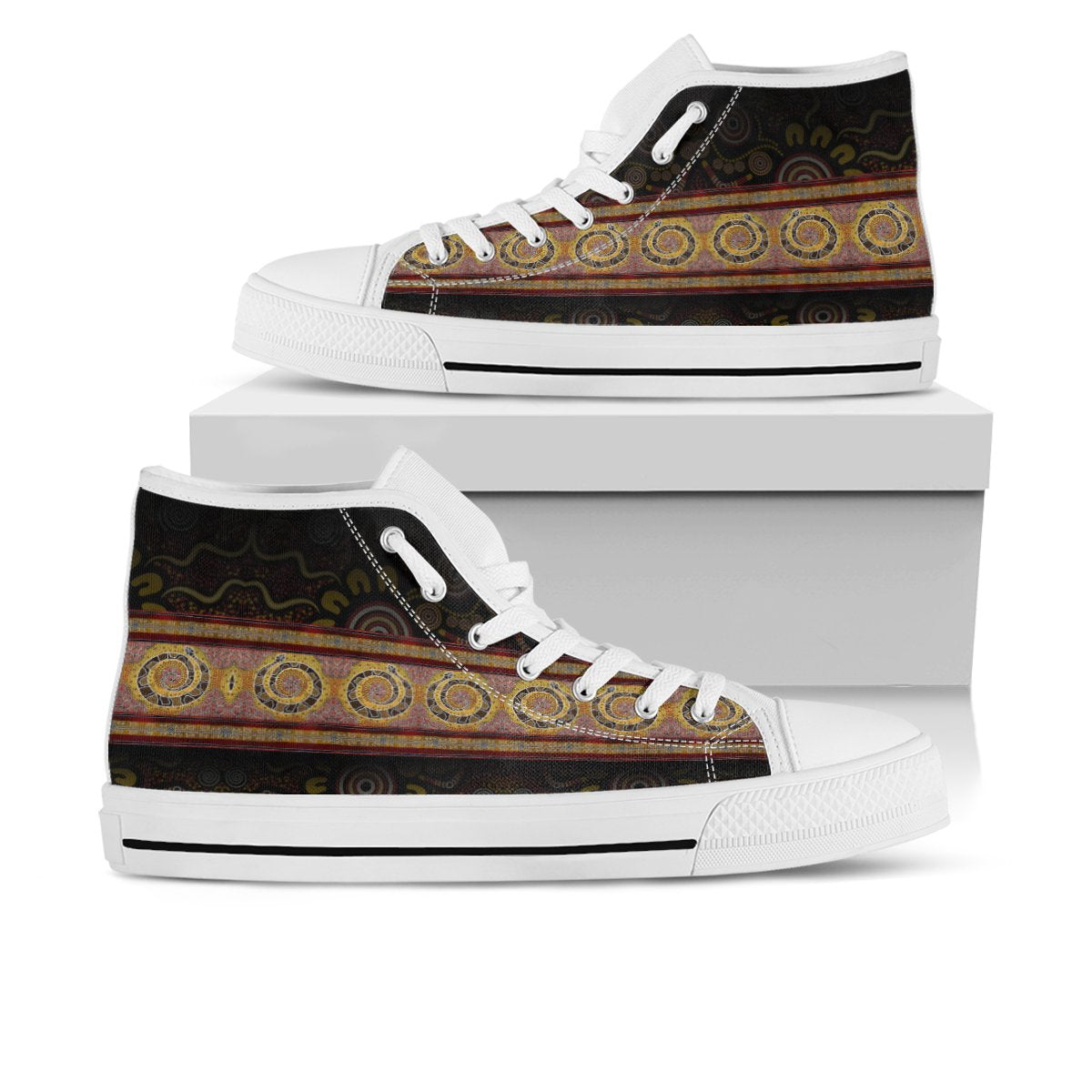 aboriginal-high-top-snake-dot-panting-art
