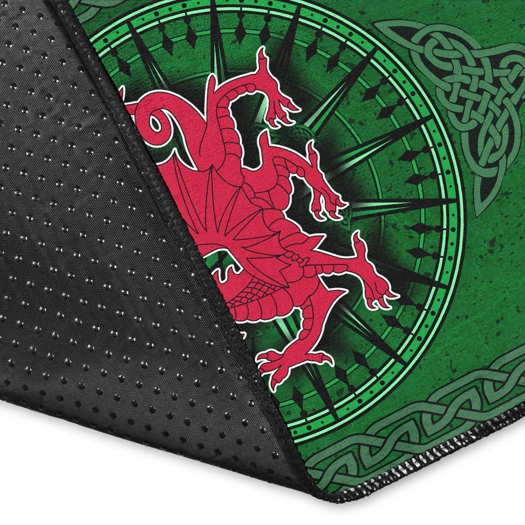 Wales Celtic Area Rug - Celtic Compass With Welsh Dragon - Vibe Hoodie Shop