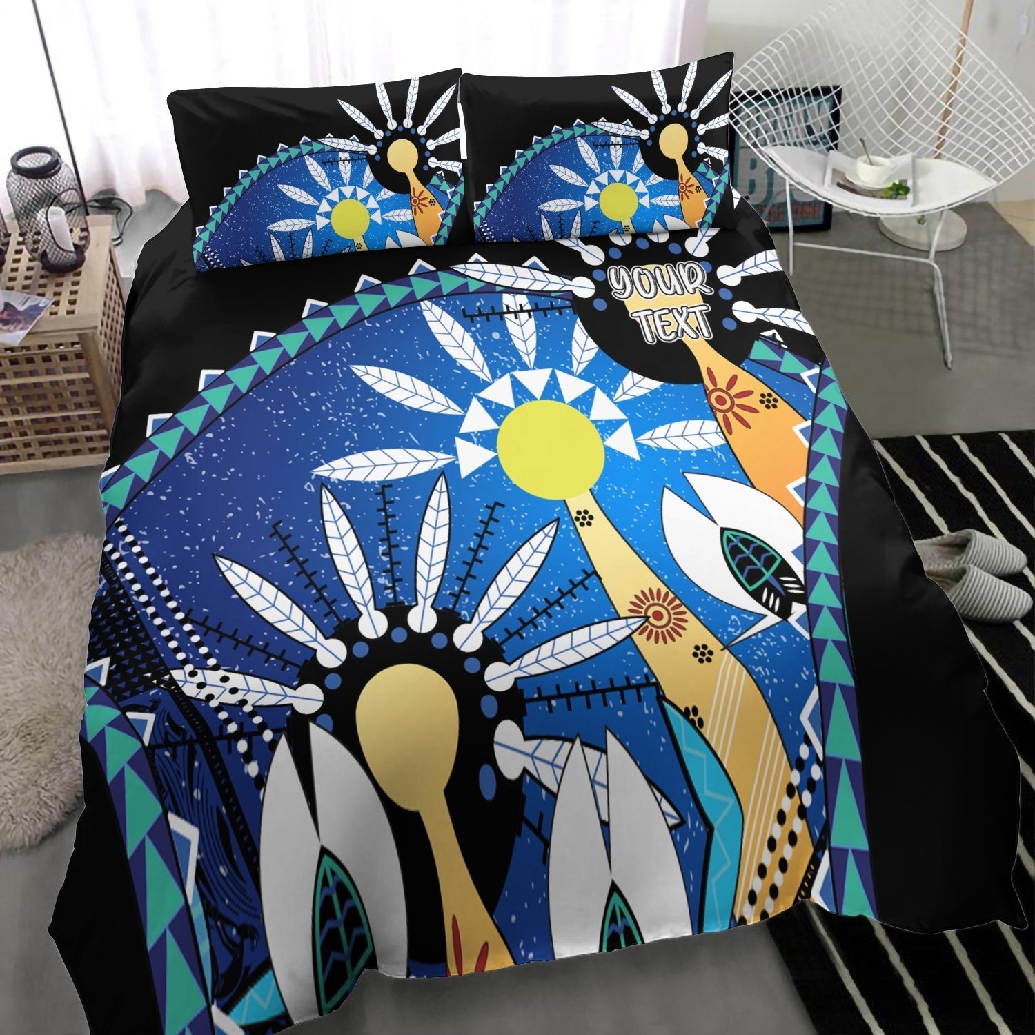 Custom Vibe Hoodie Australia Torres Strait Bedding Set - Dhari Mask In Plam Tree - RLT20 - Vibe Hoodie Shop