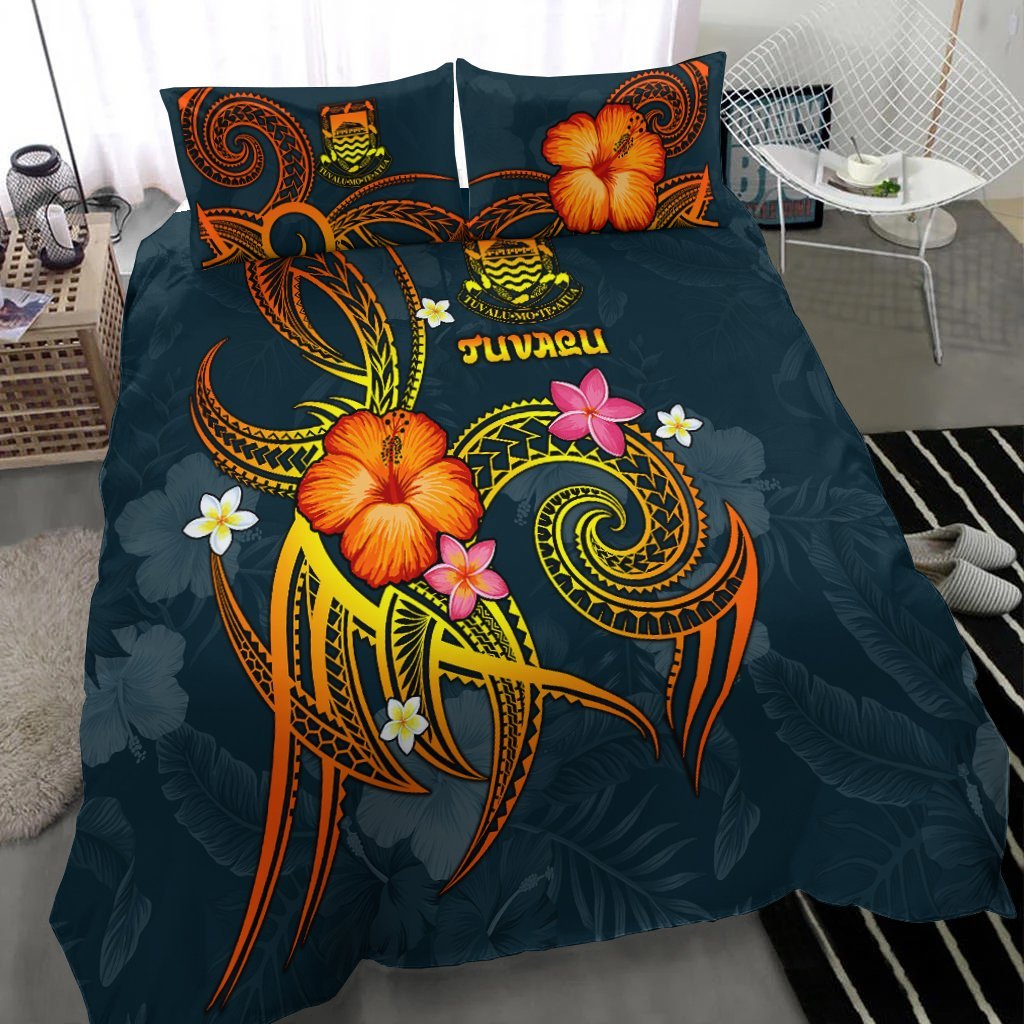 Tuvalu Polynesian Bedding Set - Legend of Tuvalu (Blue) - Vibe Hoodie Shop