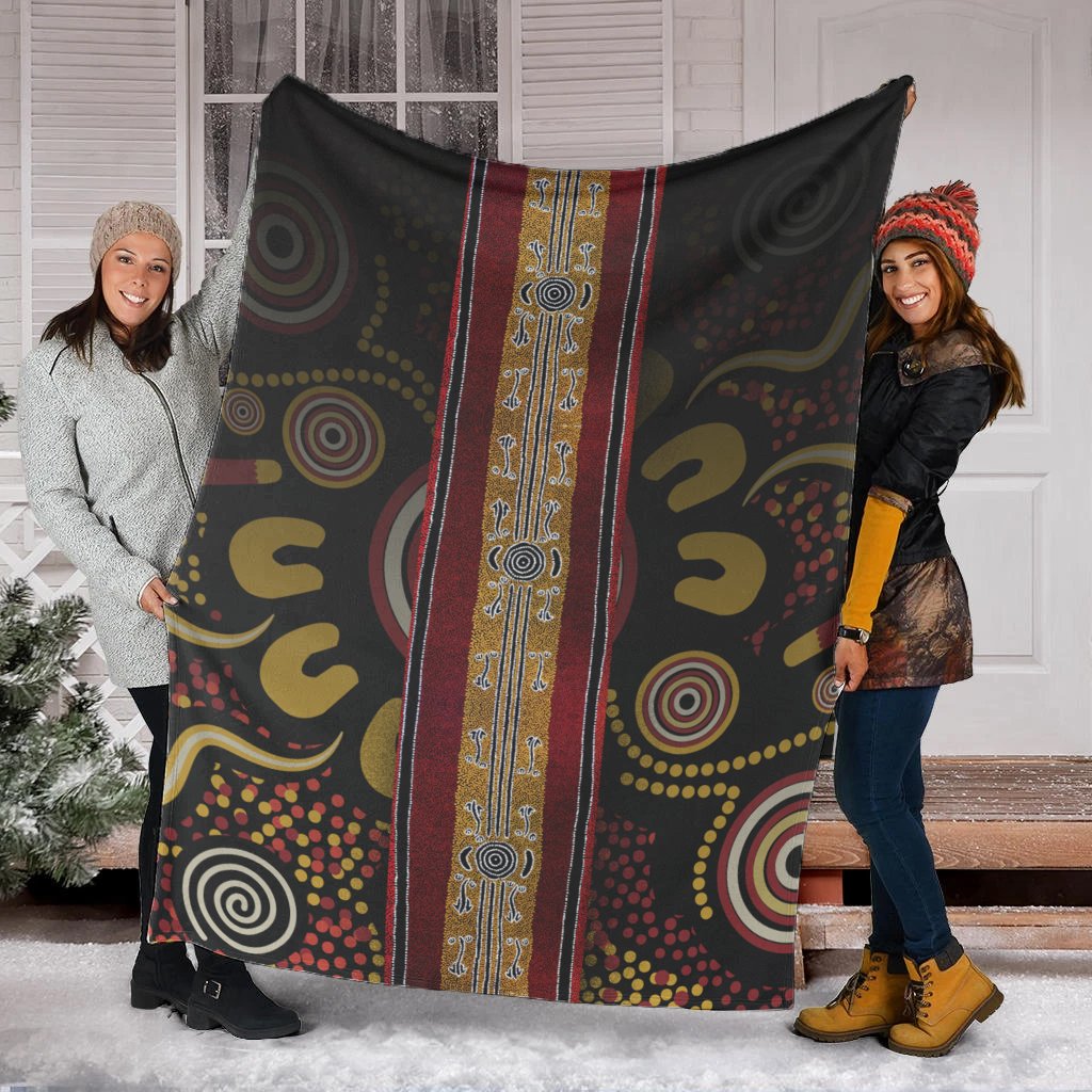 Blanket - Aboriginal Dot Panting Art Stripe Lines - Vibe Hoodie Shop