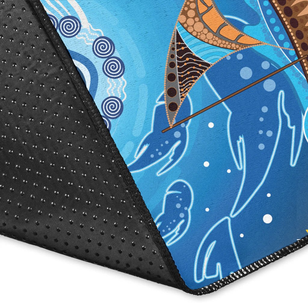 Area Rug - Aboriginal View Sea With Fish And Boat - Vibe Hoodie Shop