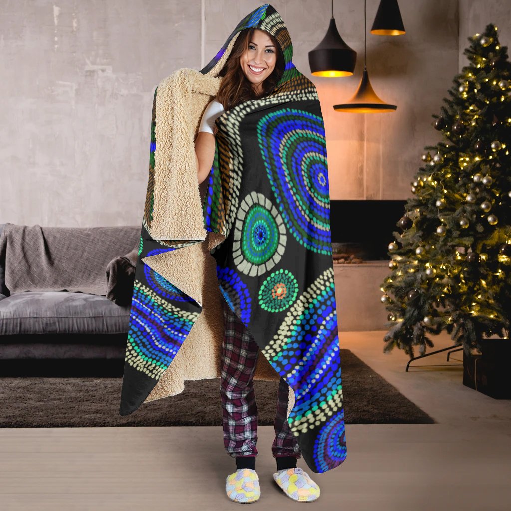 hoodie-blanket-aboriginal-dot-unique-style-blue