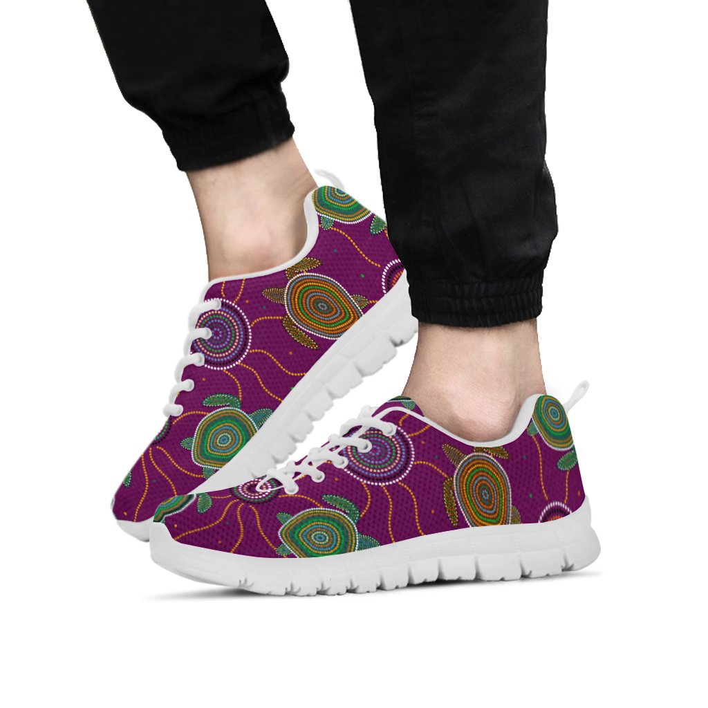 Sneakers - Aboriginal Turtle Purple Australia Dot Patterns - Vibe Hoodie Shop