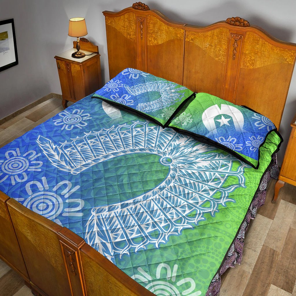 Torres Strait Islanders Quilt Bed Set - Dhari Mask Ocean Style - Vibe Hoodie Shop