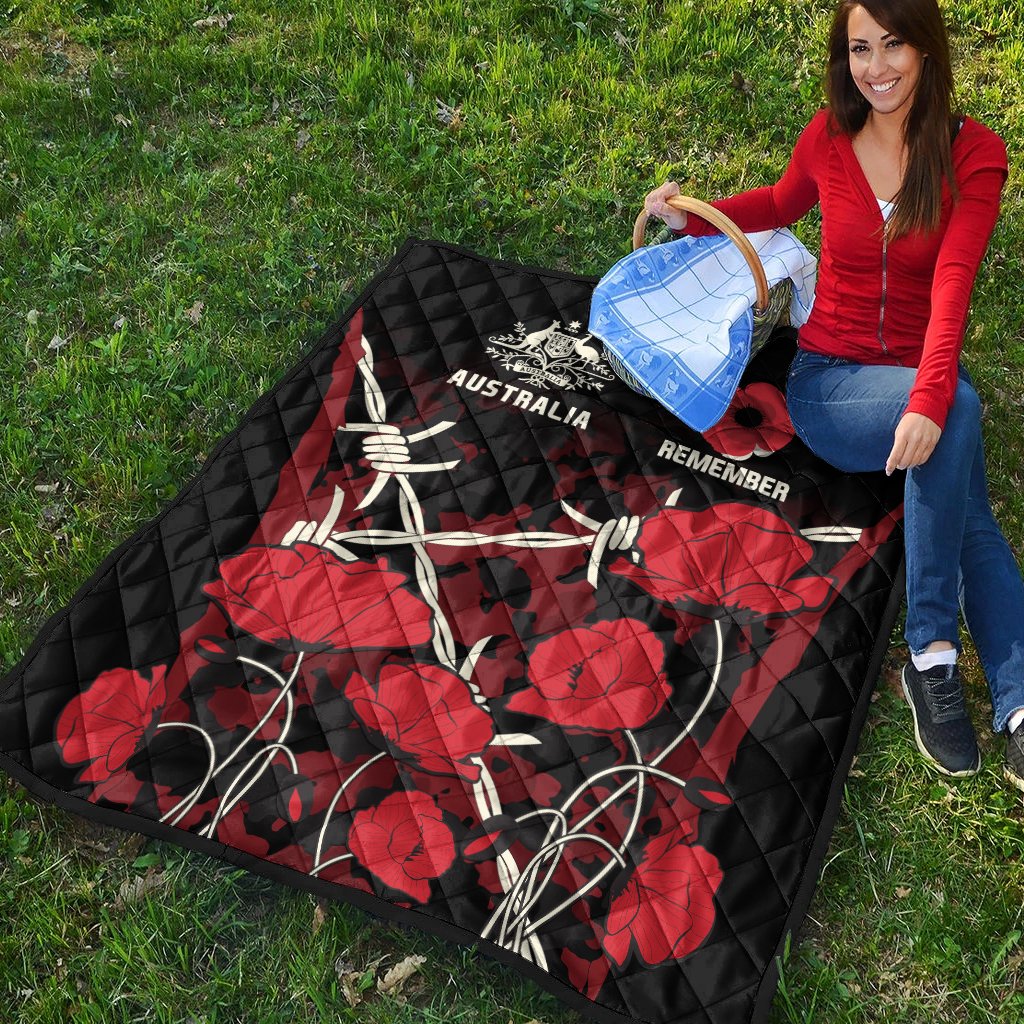 ANZAC Premium Quilt - ANZAC with Remembrance Poppy Flower - Vibe Hoodie Shop