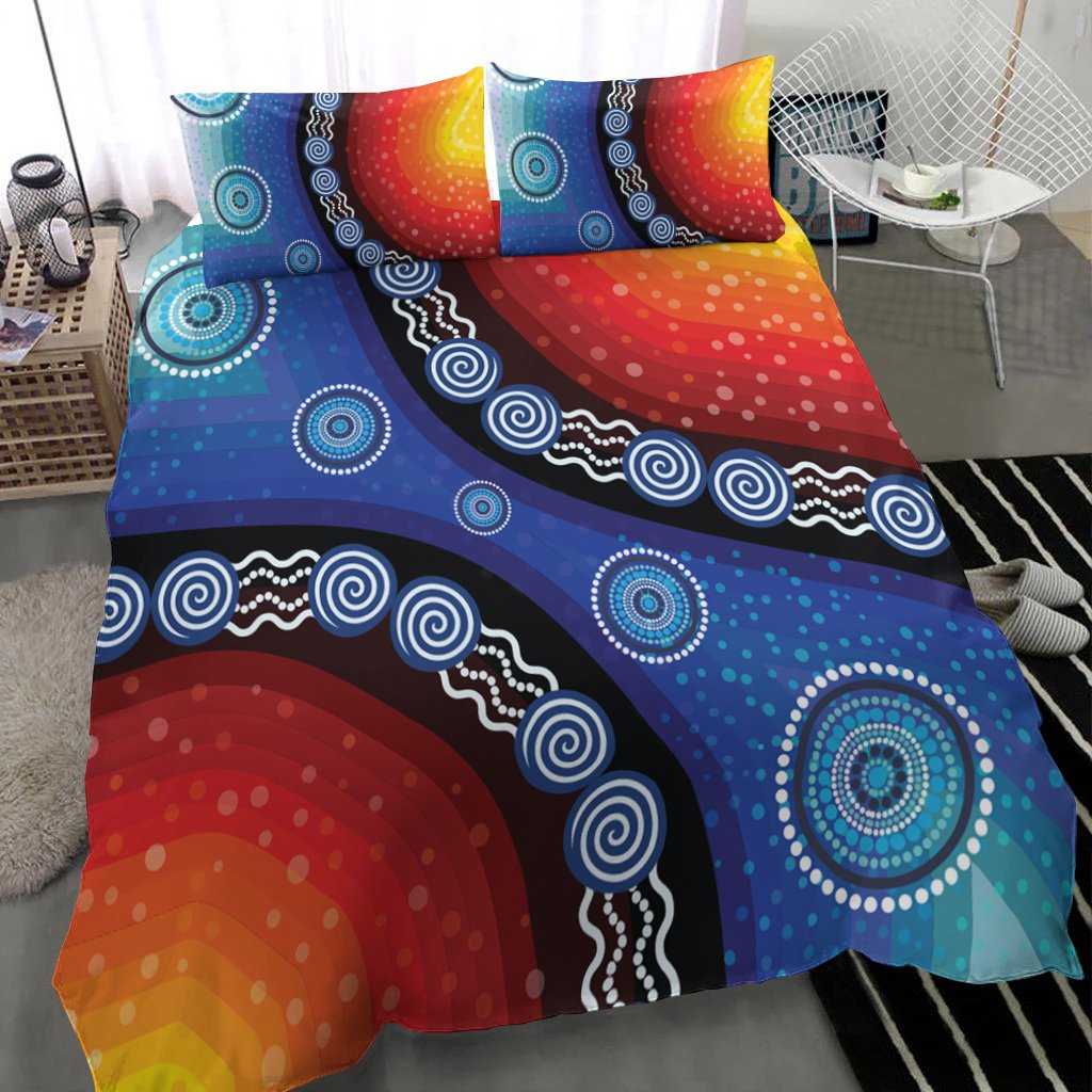 Bedding Set - Aboriginal Color Dot Painting - Vibe Hoodie Shop