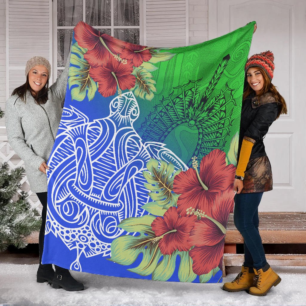 Torres Strait Islanders Premium Blanket - Ocean Hibiscus - Vibe Hoodie Shop