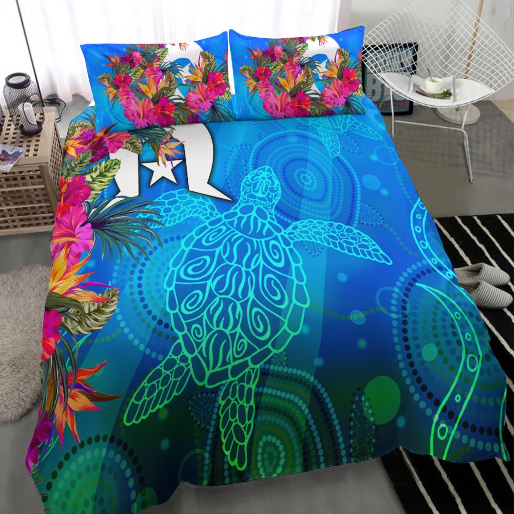 Bedding Set - Torres Strait Blue Sea With Hibiscus - Vibe Hoodie Shop