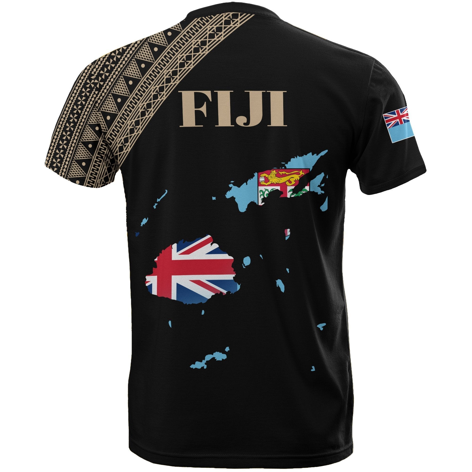 Fiji Map T shirt Black Style 01 - Vibe Hoodie Shop