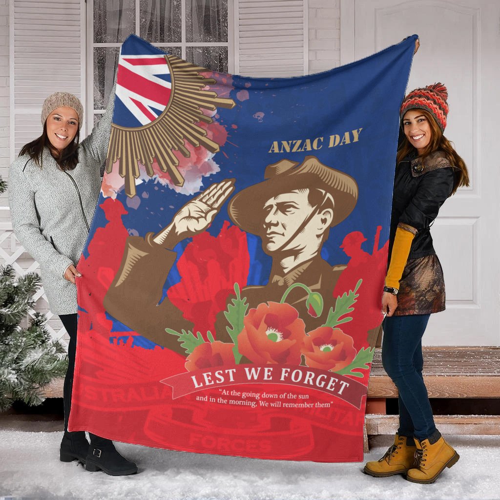 Premium Blanket - AANZAC Australia Remember Them - Vibe Hoodie Shop