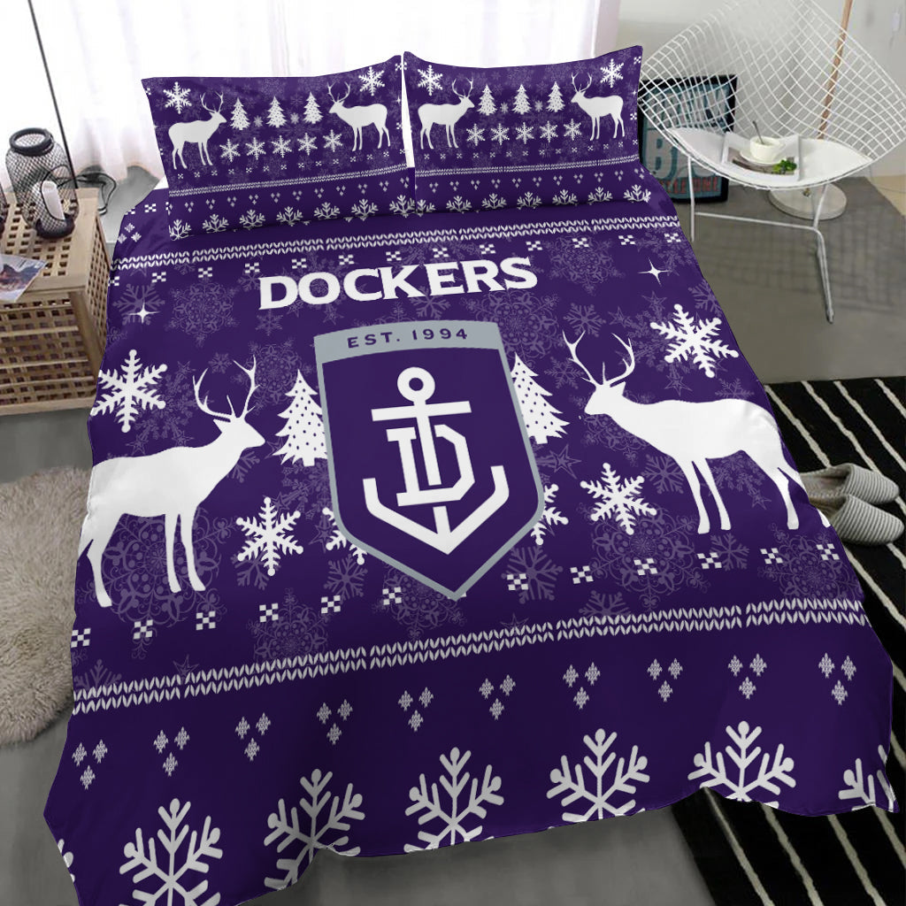 Fremantle Football Club Bedding Set - Christmas Ugly Style - - Vibe Hoodie Shop