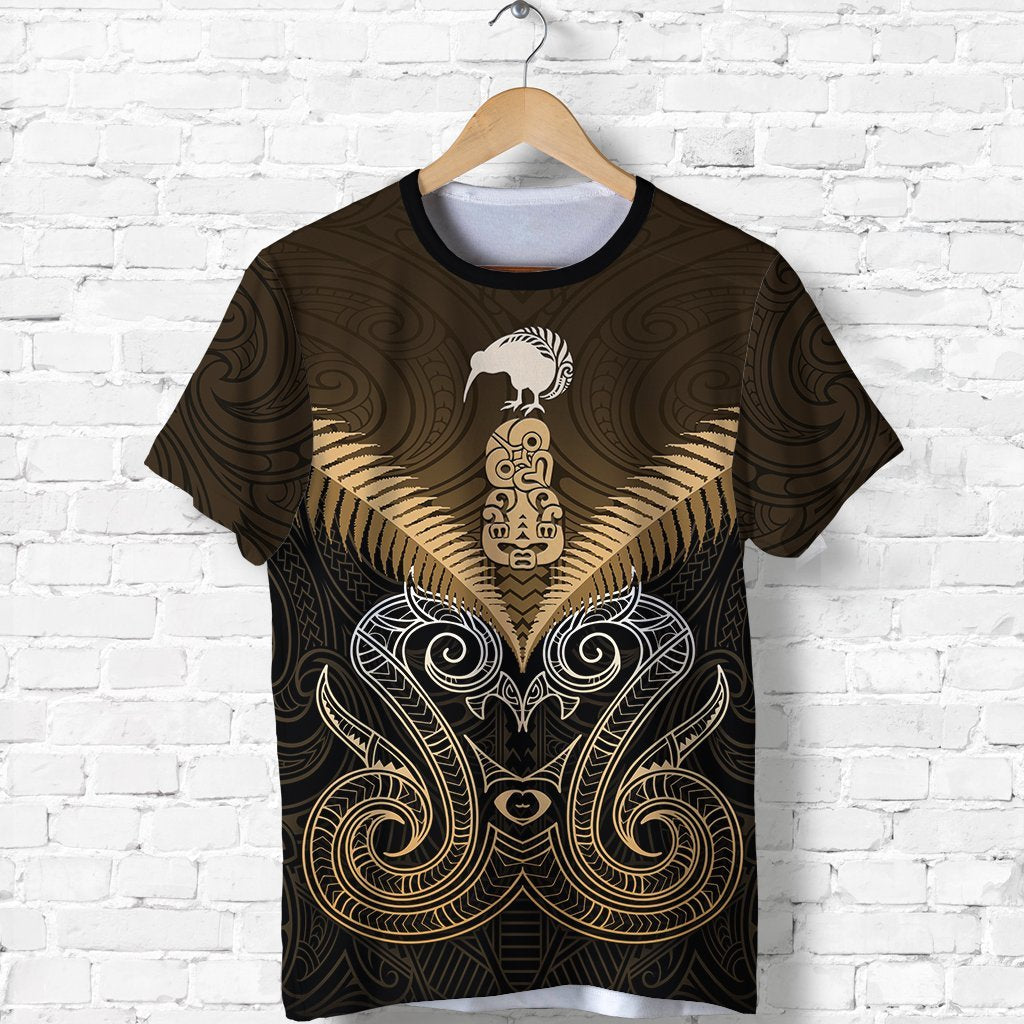 Maori Manaia New Zealand T shirt Gold - Vibe Hoodie Shop