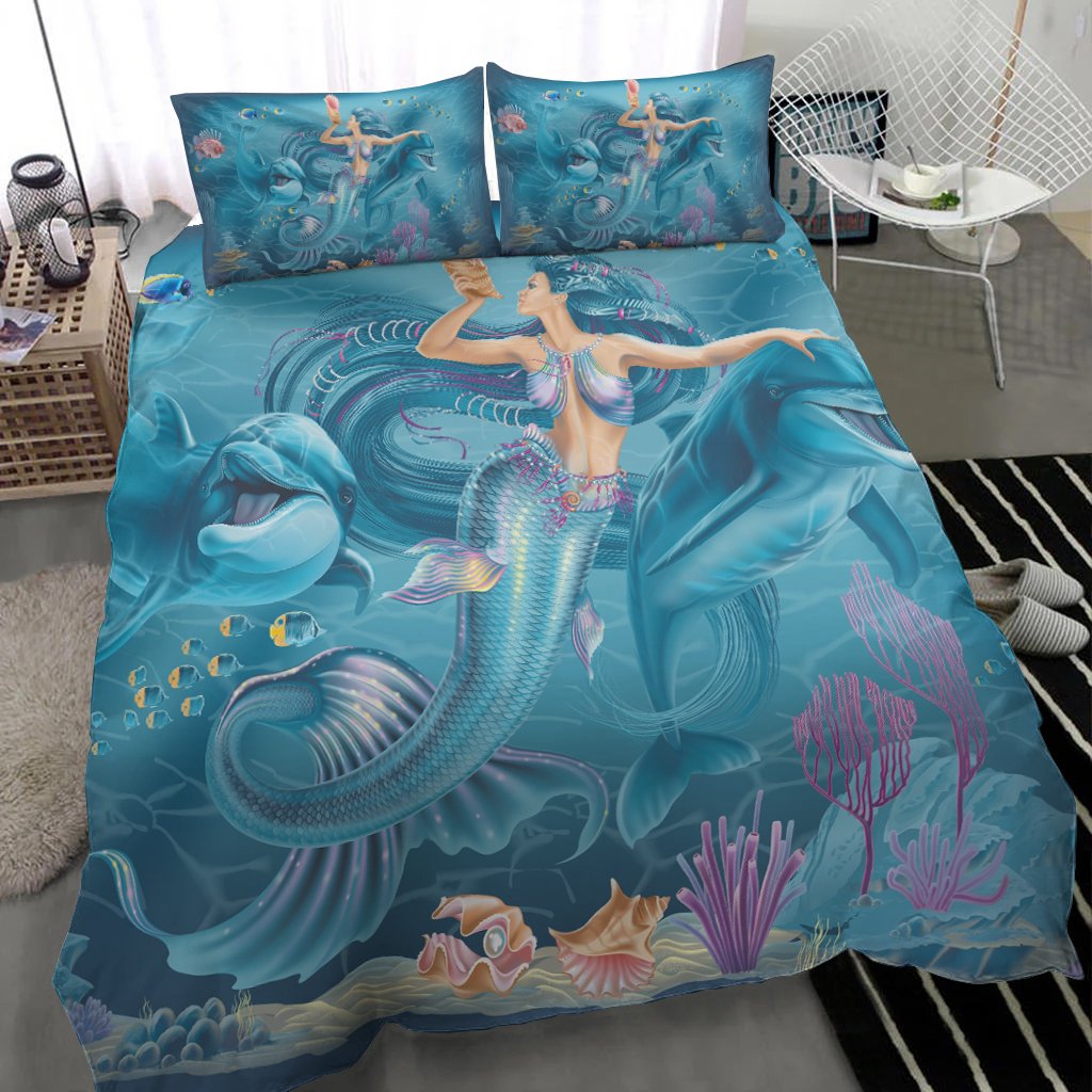 Bedding Set - Australia Beautiful Mermaid With Dolphin - Vibe Hoodie Shop