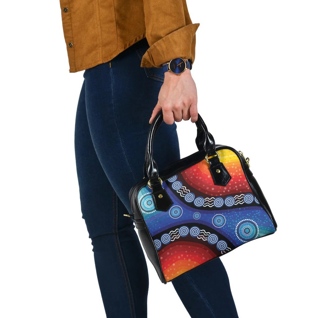 Shouder HandBag - Aboriginal Color Dot Painting - Vibe Hoodie Shop