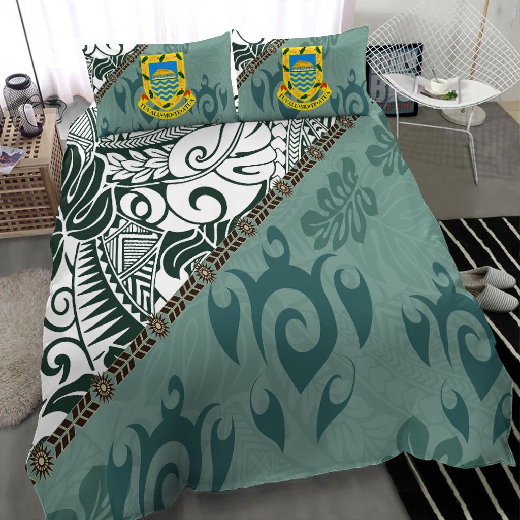 Tuvalu Polynesian Bedding Set - Leaves And Turtles - Vibe Hoodie Shop