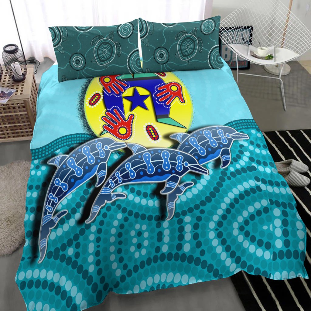 Aboriginal Bedding Set - Aboriginal Dolphin - Vibe Hoodie Shop