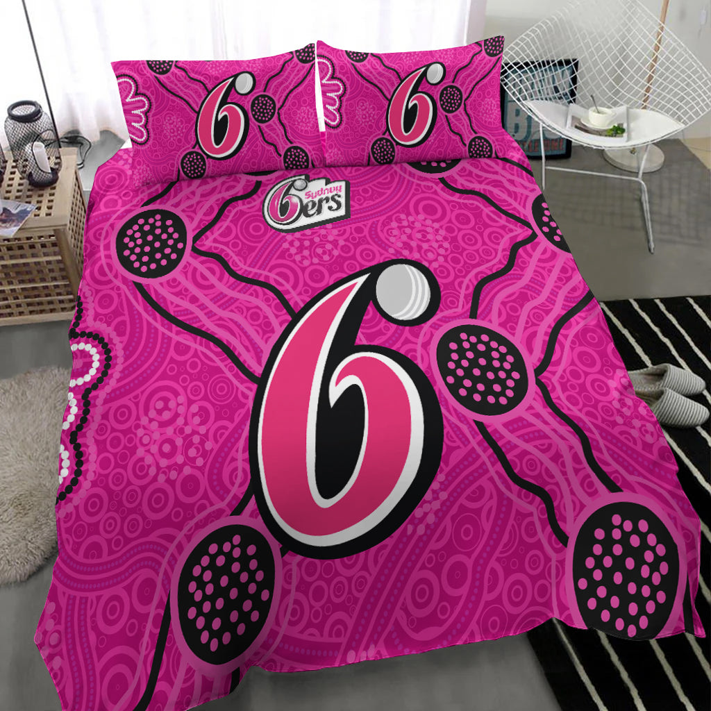 Sydney Sixers Bedding Set - Aboriginal Dot Painting - - Vibe Hoodie Shop