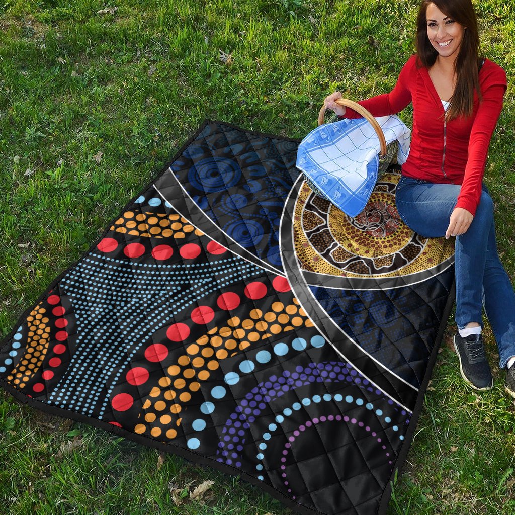Australia Premium Quilts - Aboriginal Dot Panting Art With Snake - Vibe Hoodie Shop