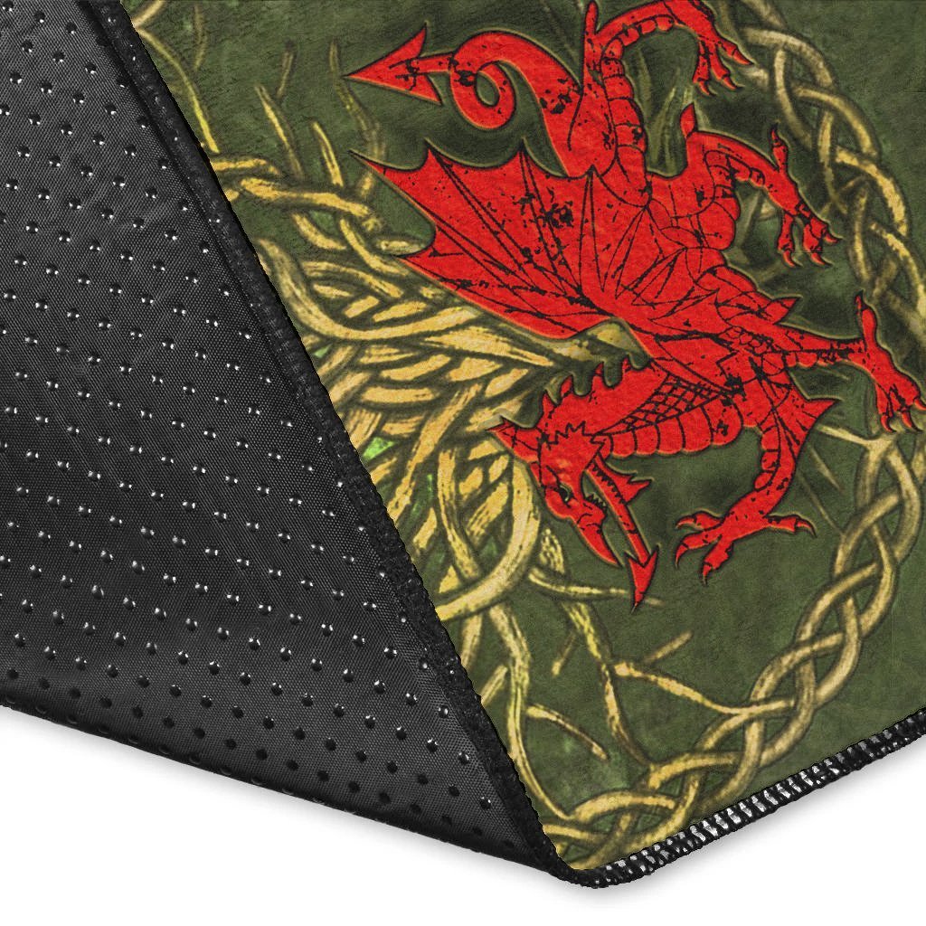 Wales Celtic Area Rug - Welsh Dragon With Celtic Tree - Vibe Hoodie Shop