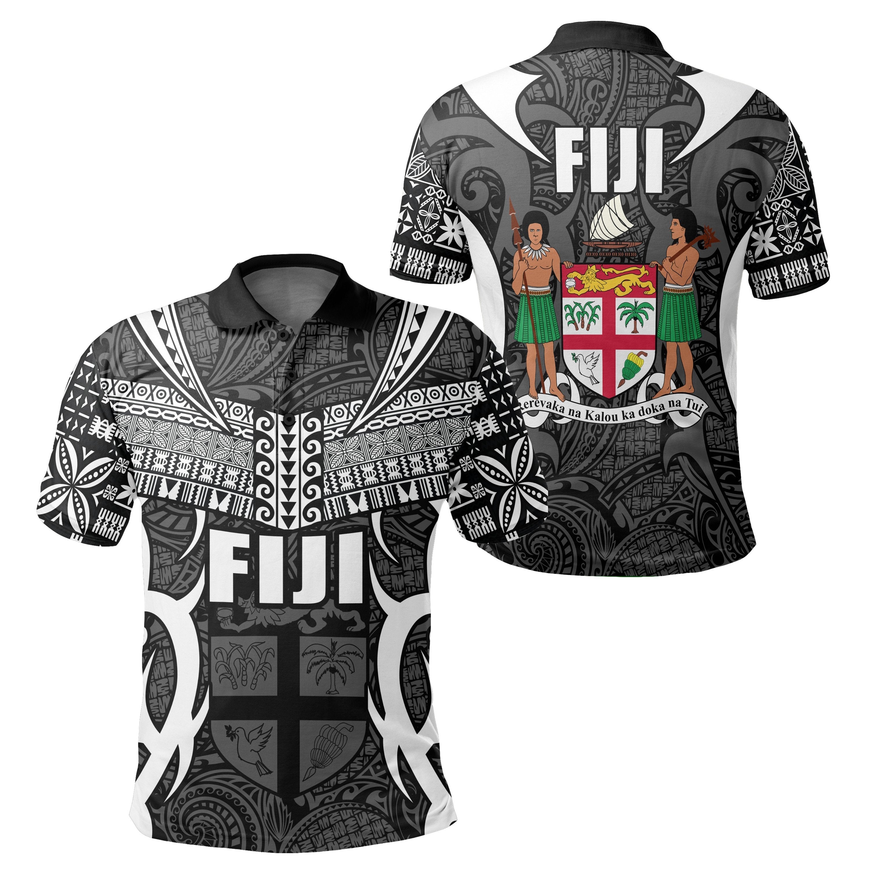 Fiji Polo Shirt - Special Fiji Black White - Vibe Hoodie Shop