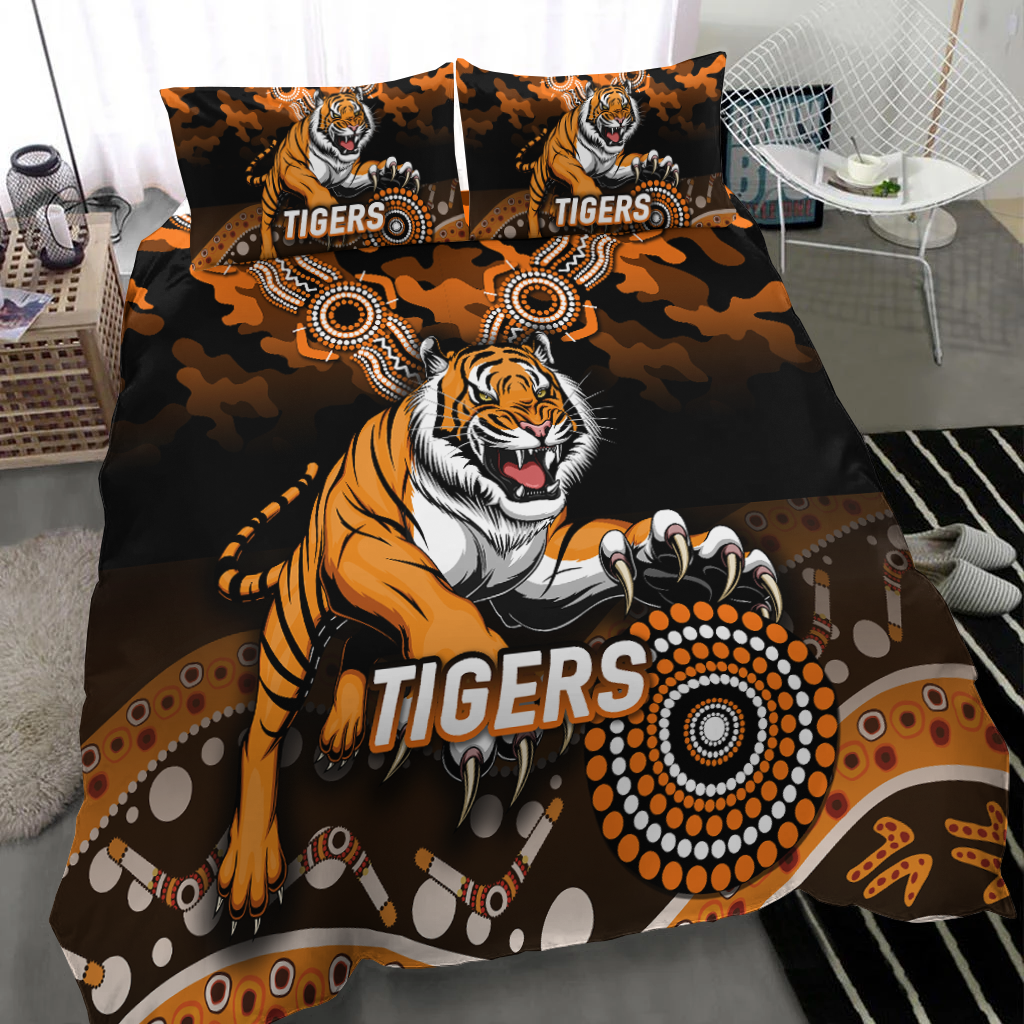 Tigers Rugby ANZAC Day Camouflage Indigenous Art Bedding Set - - Vibe Hoodie Shop