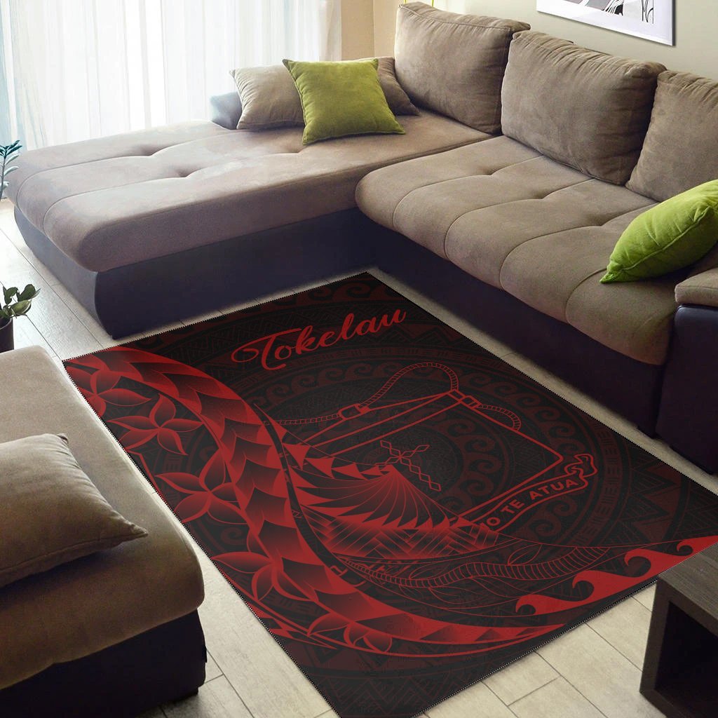 Tokelau Area Rug - Polynesian Pattern Style Red Color - Vibe Hoodie Shop