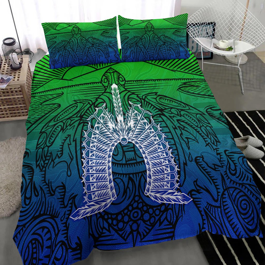 Torres Strait Islanders Bedding Set - Turtle and Dhari Mask - Vibe Hoodie Shop