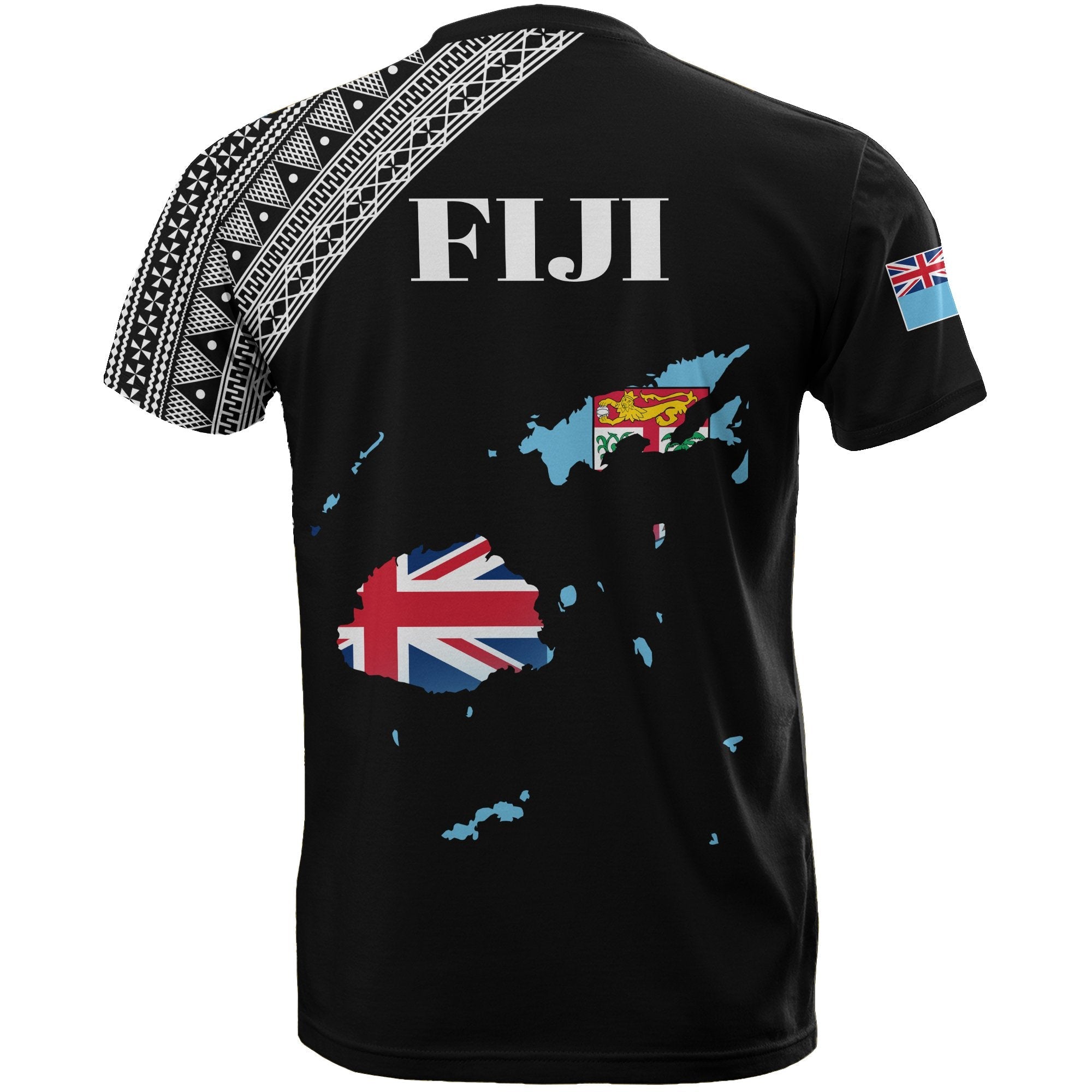 Fiji Map T shirt Black Style 02 - Vibe Hoodie Shop